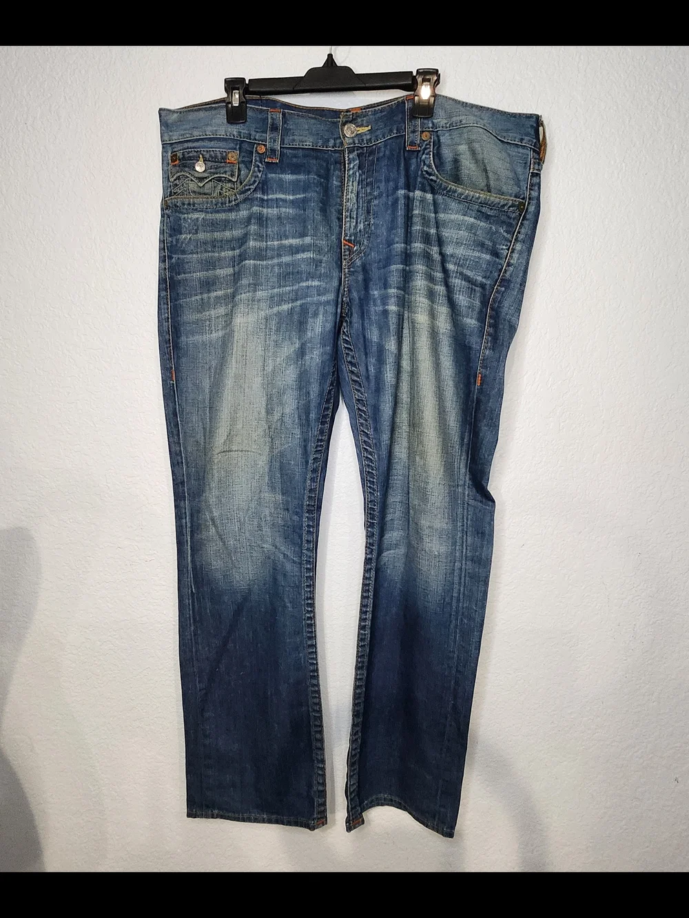 True Religion Men's Faded Blue Straight Jeans